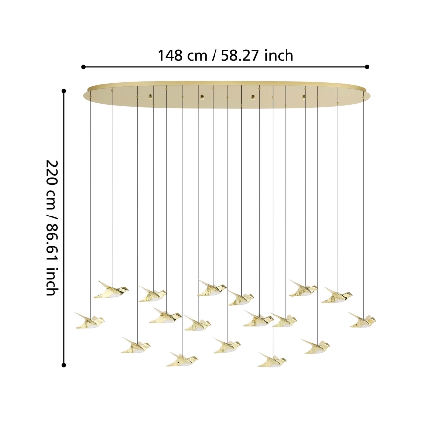Eglo - Lampadario a sospensione con filo LED dimmerabile 17xLED/3W/230V 3000K oro