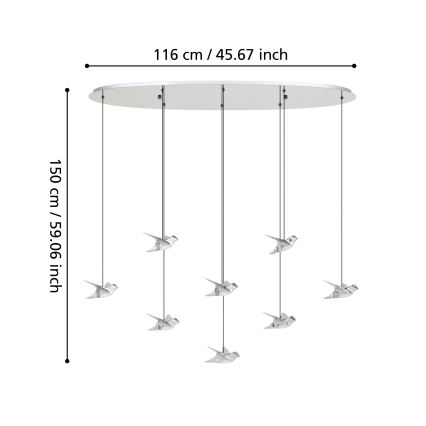 Eglo - Suspension filaire à intensité variable 8xLED/4,2W/230V 3000K chrome brillant