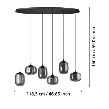 Eglo - Suspension filaire à intensité variable 6xLED/3,7W/230V 2700-6500K fumé + Télécommande
