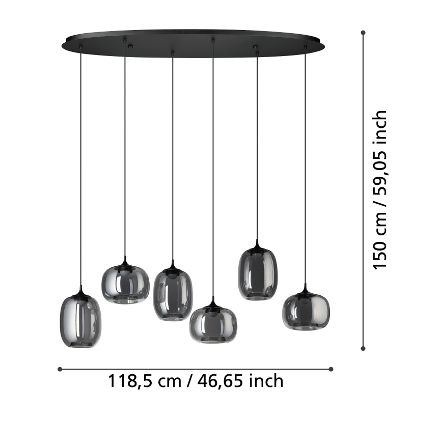 Eglo - Suspension filaire à intensité variable 6xLED/3,7W/230V 2700-6500K fumé + Télécommande