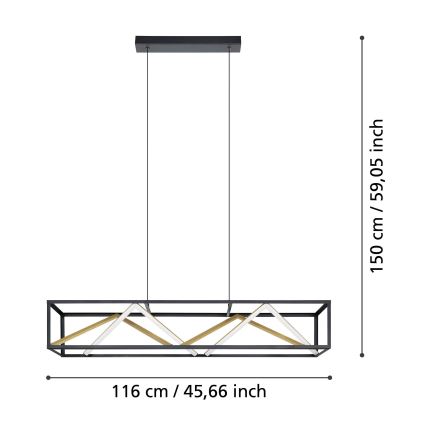 Eglo - Suspension filaire à intensité variable LED/46W/230V 2700-6500K noir/doré + télécommande