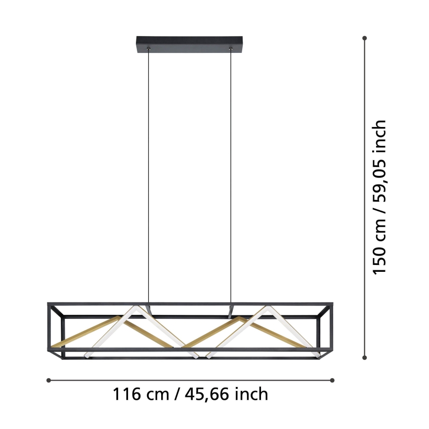Eglo - Suspension filaire à intensité variable LED/46W/230V 2700-6500K noir/doré + télécommande