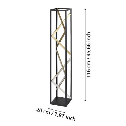 Eglo - Lampadaire à intensité variable LED/23W/230V 2700-6500K noir/doré + Télécommande