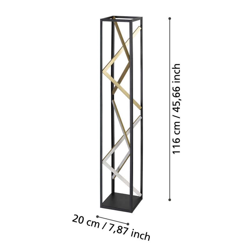 Eglo - Lampadaire à intensité variable LED/23W/230V 2700-6500K noir/doré + Télécommande