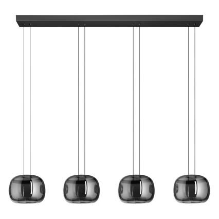 Eglo - Dimmbare LED-Pendelleuchte mit Seilabhängung 4xLED/5,8W/230V schwarz/rauchfarben