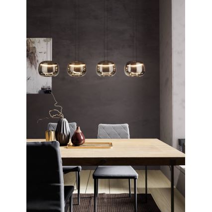 Eglo - Dimmbare LED-Pendelleuchte mit Seilabhängung 4xLED/5,8W/230V schwarz/rauchfarben