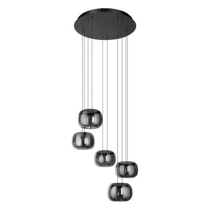 Eglo - Lampadario dimmerabile a sospensione su cavo 5xLED/5,8W/230V nero/fumé