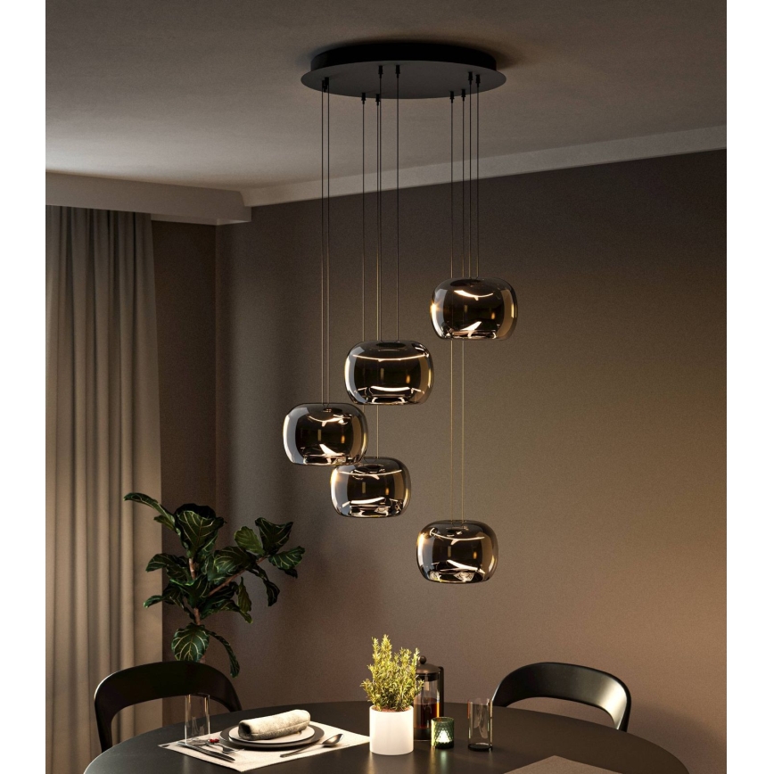 Eglo - Lampadario dimmerabile a sospensione su cavo 5xLED/5,8W/230V nero/fumé