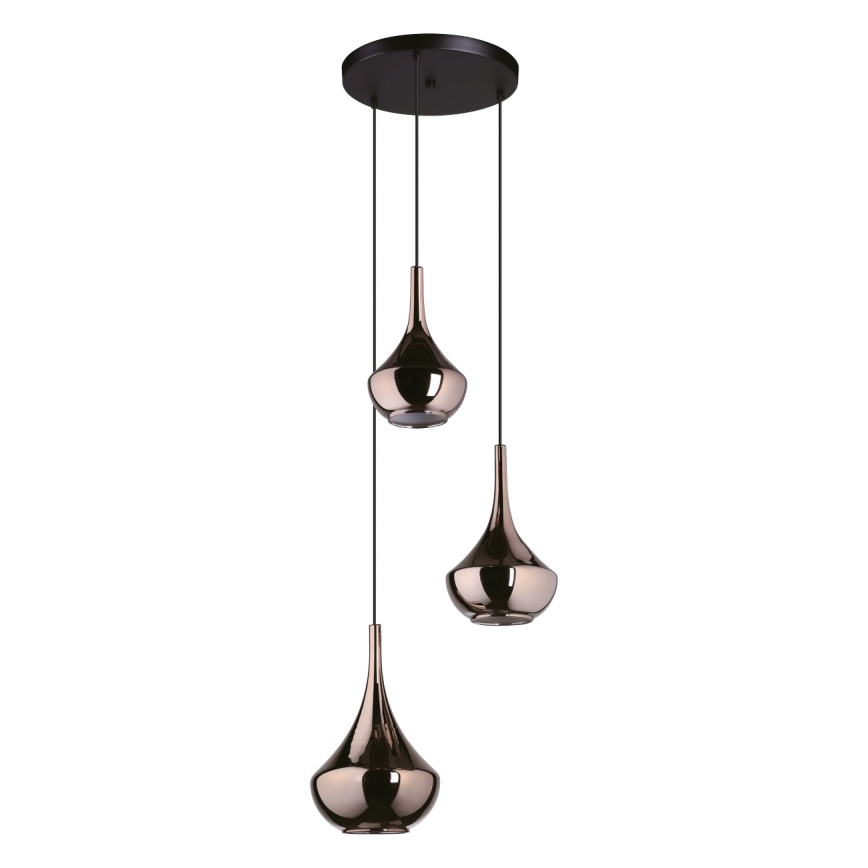 Eglo - Pendelleuchte an Kabel 3xE27/28W/230V kupferfarben