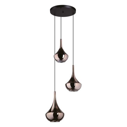 Eglo - Lustre suspendu sur câble 3xE27/28W/230V, finition cuivre