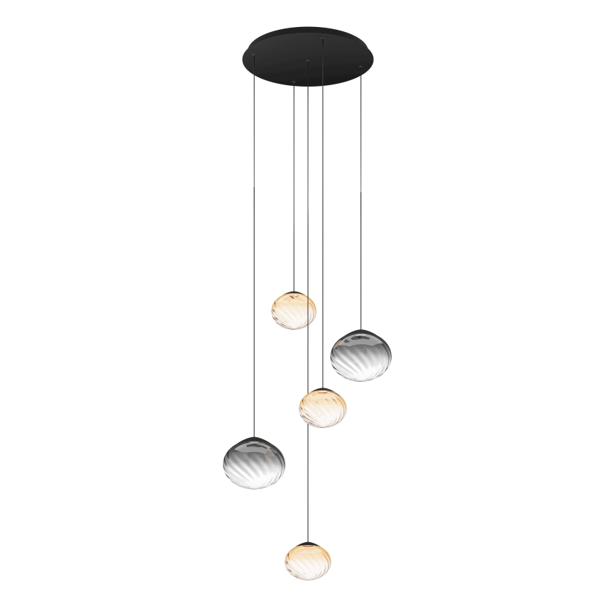 Eglo - LED dimmbares Pendel an Kabel 5xLED/5,8W/230V 2200-6500K schwarz/beige/rauchfarben + Fernbedienung