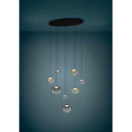 Eglo - Lampadario LED dimmerabile a sospensione su cavo 8xLED/5,8W/230V 2200-6500K nero/beige/fumé + telecomando
