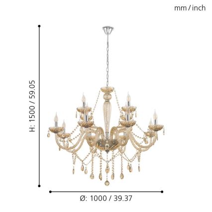 Eglo 39094 - Lampadario BASILANO 12xE14/40W/230V