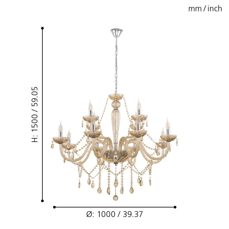 Eglo 39094 - Lampadario BASILANO 12xE14/40W/230V