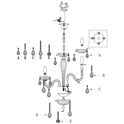 Eglo 39113- Lampadario CARPENTO 5xE14/40W/230V