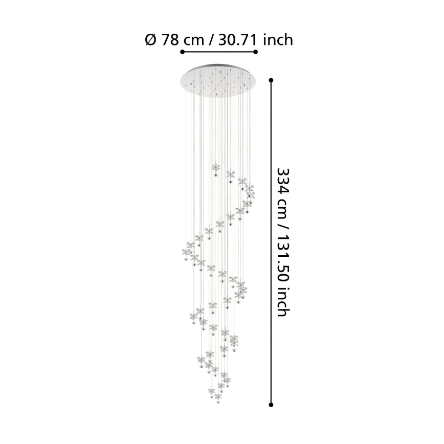 Eglo - Lampadario LED di cristallo dimmerabile su una corda PIANOPOLI 40xLED/1,8W/230