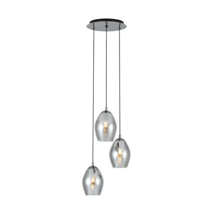 Eglo - Lampadario a sospensione con filo 3xE27/60W/230V fumé