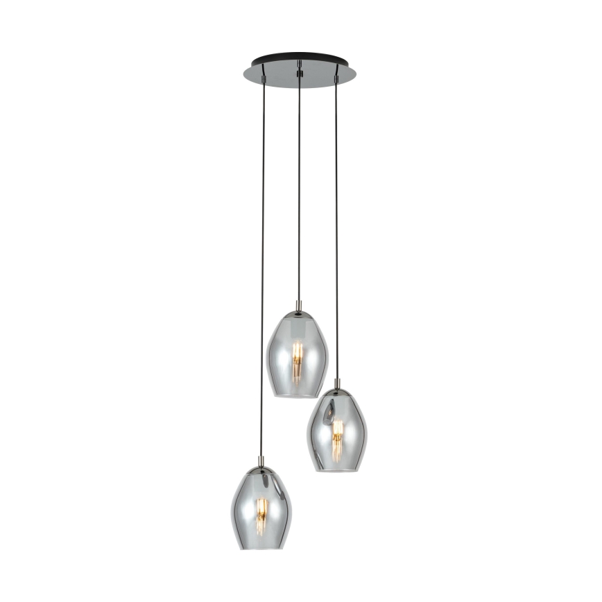 Eglo - Suspension filaire 3xE27/60W/230V fumé