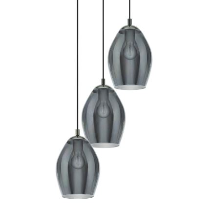 Eglo - Suspension filaire 3xE27/60W/230V fumé