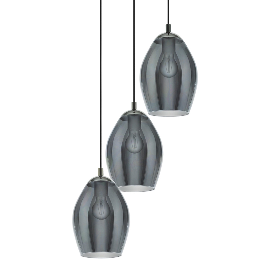 Eglo - Suspension filaire 3xE27/60W/230V fumé