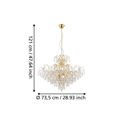 Eglo - Kronleuchter an Kette 9xE14/25W/230V gold