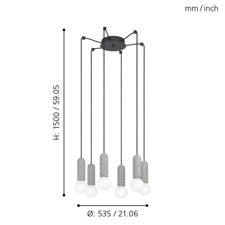 Eglo - Lampadario a sospensione con filo 6xE27/40W/230V ragno