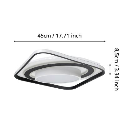 Eglo - Plafoniera LED dimmerabile LED/21,5W/230V + LED/10,5W + LED/3W 3000-6500K nero + telecomando