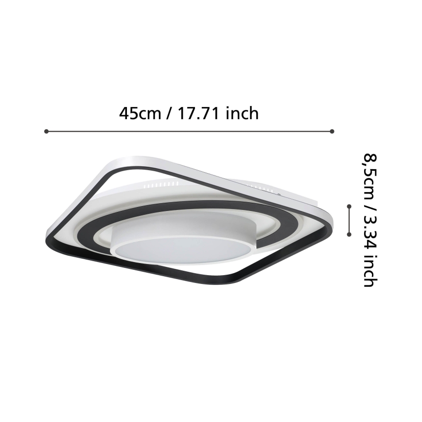 Eglo - Plafonnier à intensité variable LED/21,5W/230V + LED/10,5W + LED/3W 3000-6500K noir + Télécommande