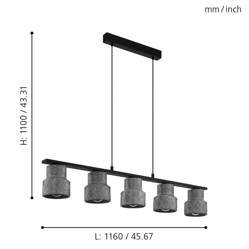 Eglo - Lampadario su corda 5xE27/40W/230V