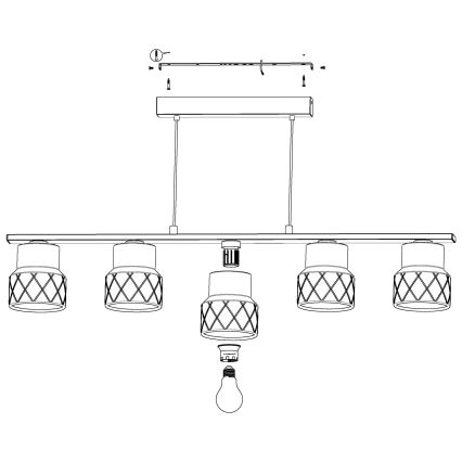 Eglo 39855 - Suspension sur câbles HILCOTT 5xE27/40W/230V