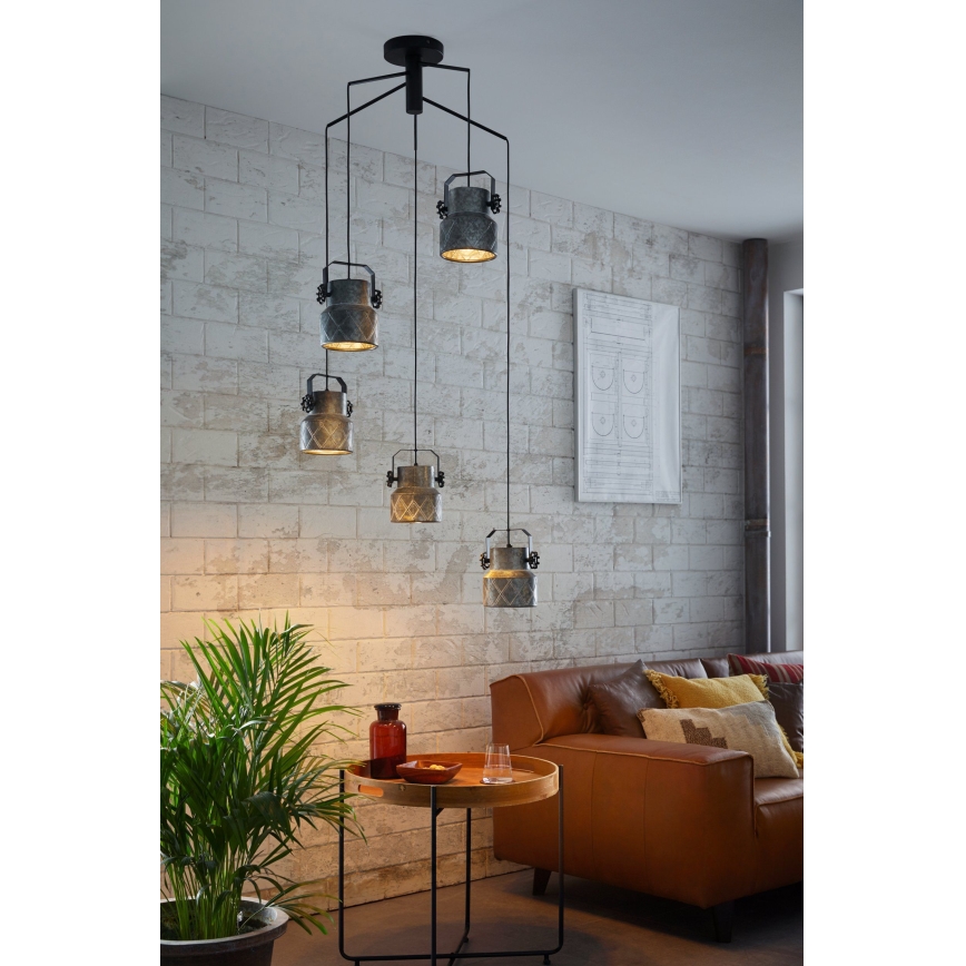 Eglo 39856 - Lampadario da soffitto HILCOTT a montaggio superficiale, 5xE27/40W/230V