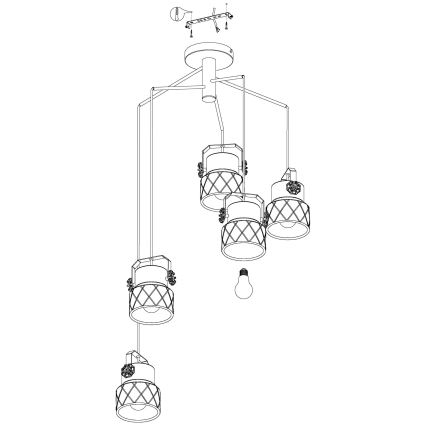 Eglo 39856 - Lampadario da soffitto HILCOTT a montaggio superficiale, 5xE27/40W/230V