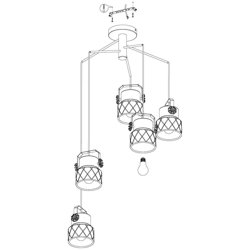 Eglo 39856 - Lampadario da soffitto HILCOTT a montaggio superficiale, 5xE27/40W/230V