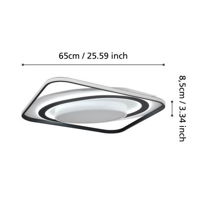 Eglo - Plafonnier à intensité variable LED/28W/230V+LED/13W+ LED/2,8W 3000-6500K noir + Télécommande