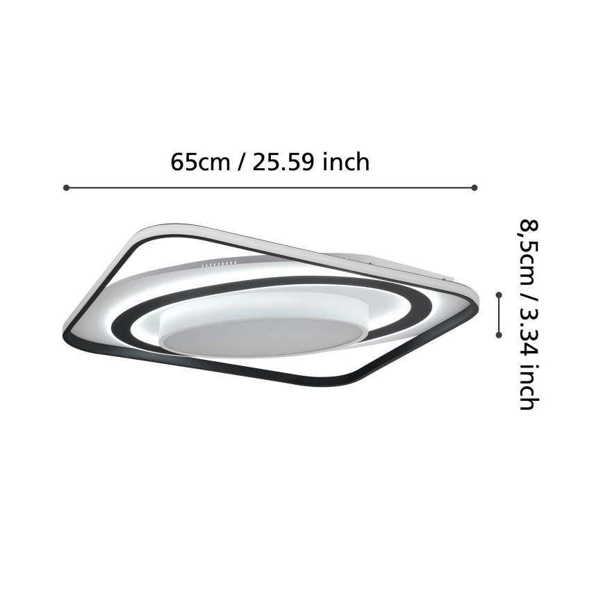 Eglo - Plafonnier à intensité variable LED/28W/230V+LED/13W+ LED/2,8W 3000-6500K noir + Télécommande