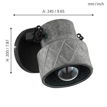 Eglo 39868 - Lampada da parete HILCOTT 1xE27/40W/230V