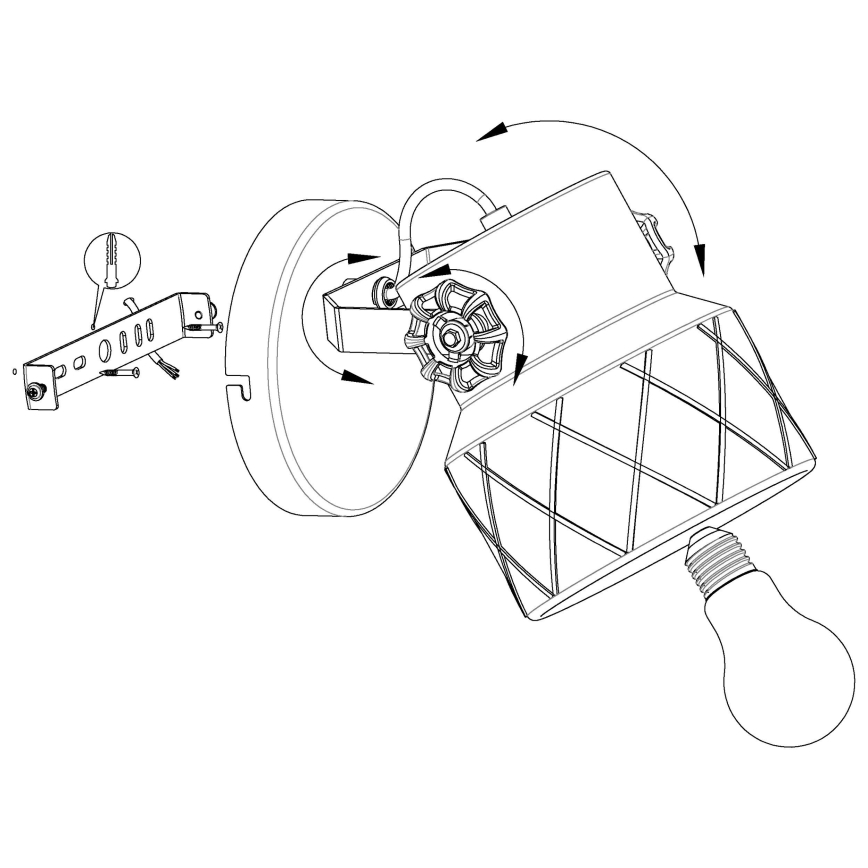 Eglo 39868 - Lampada da parete HILCOTT 1xE27/40W/230V