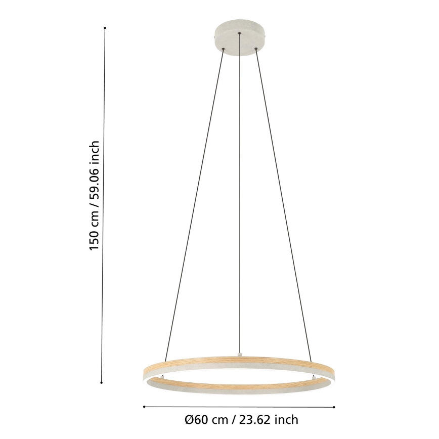 Eglo - Dimmbare LED-Hängeleuchte LED/36W/230V 3000K grau/Eiche