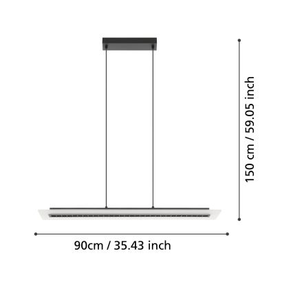 Eglo - Suspension filaire à intensité variable LED/57,5W/230V 3000K noir + Télécommande