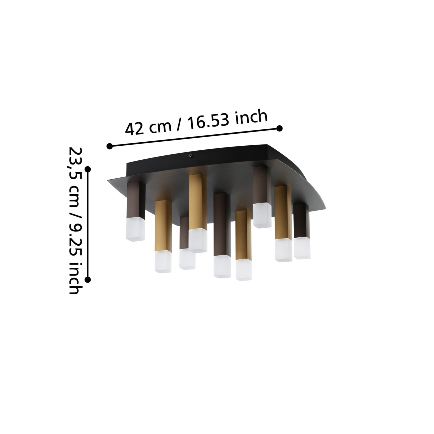 Eglo - Plafonnier à intensité variable 9xLED/3,1W/230V 3000K anthracite/doré
