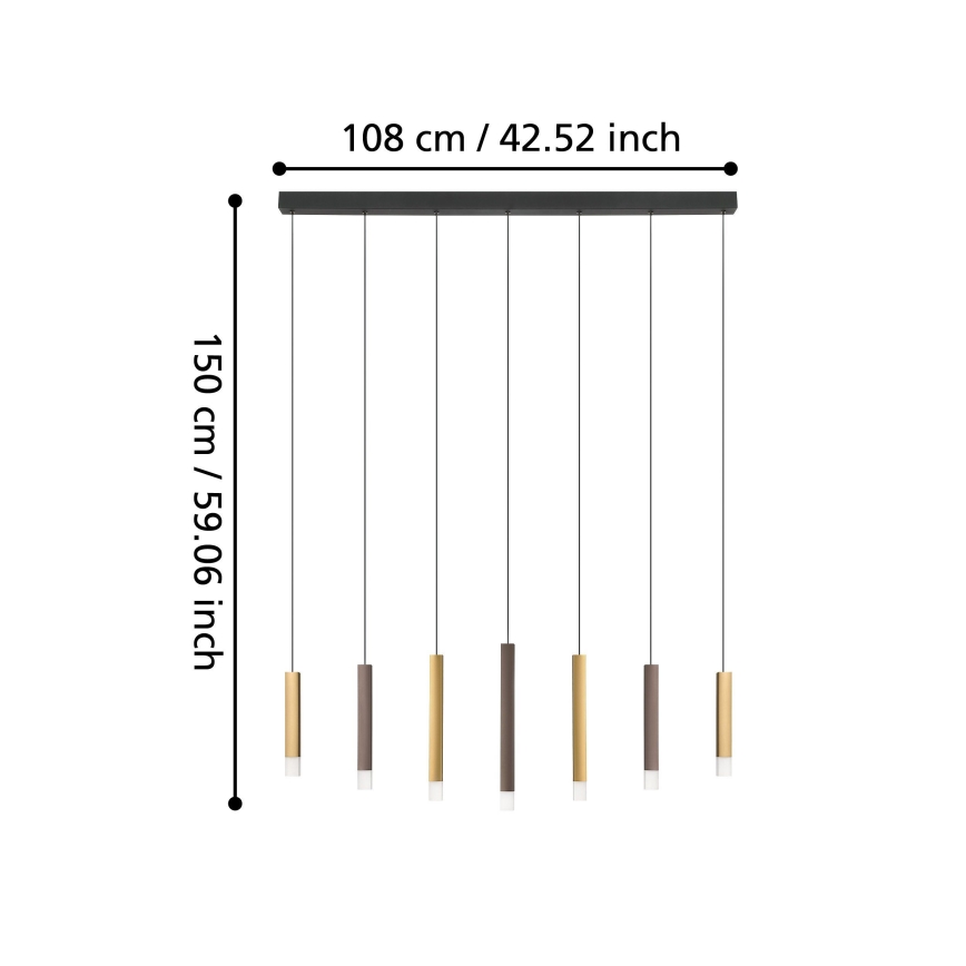 Eglo - Lampadario a sospensione con filo LED dimmerabile 7xLED/3,1W/230V 3000K antracite/oro