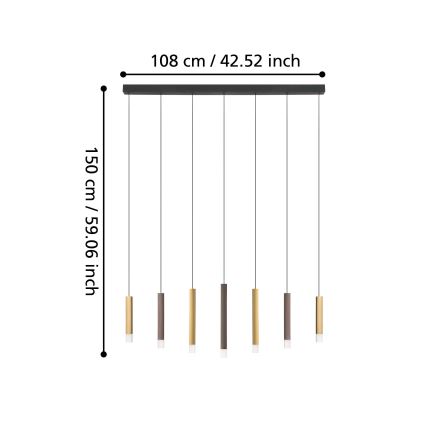 Eglo - Suspension filaire à intensité variable 7xLED/3,1W/230V 3000K anthracite/doré