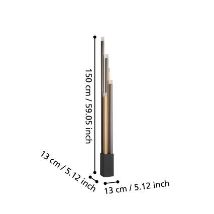 Eglo - Lampada da terra dimmerabile a LED 5xLED/3,7W/230V 3000K antracite/oro