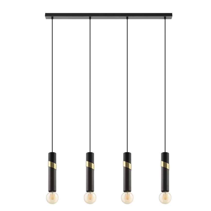 Eglo - Suspension filaire 4xE27/40W/230V noir/doré
