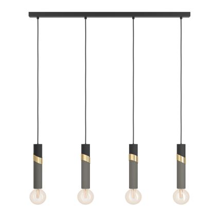 Eglo - Suspension filaire 4xE27/40W/230V noir/doré