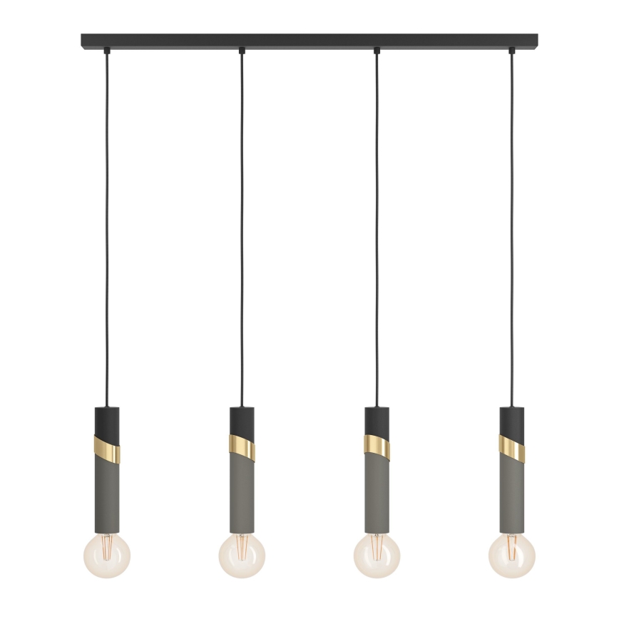 Eglo - Suspension filaire 4xE27/40W/230V noir/doré