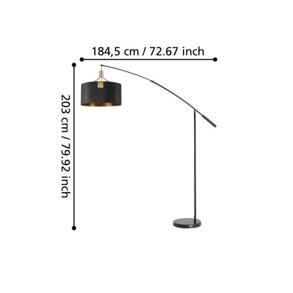 Eglo - Lampadaire 3xE27/40W/230V noir/doré
