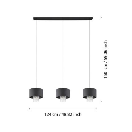 Eglo - Hängeleuchte 3xE27/40W/230V schwarz