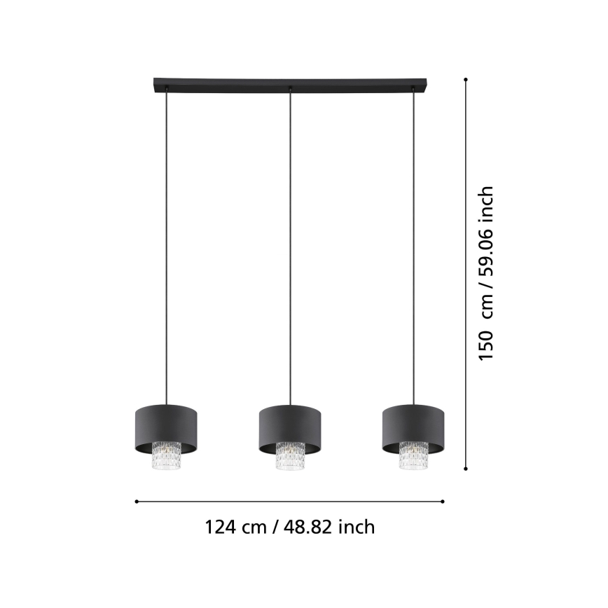 Eglo - Hängeleuchte 3xE27/40W/230V schwarz