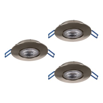 Eglo - 3er-Set Einbauleuchten LED/4,9W/230V 2700/4000/6500K Ø 9 cm matt-chrom
